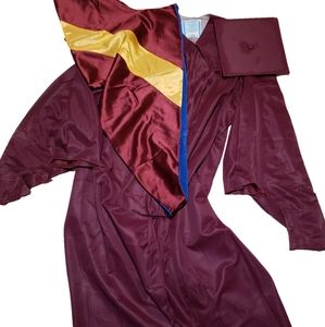 ER Moore Maroon Cap & Gown Set with Masters Hood